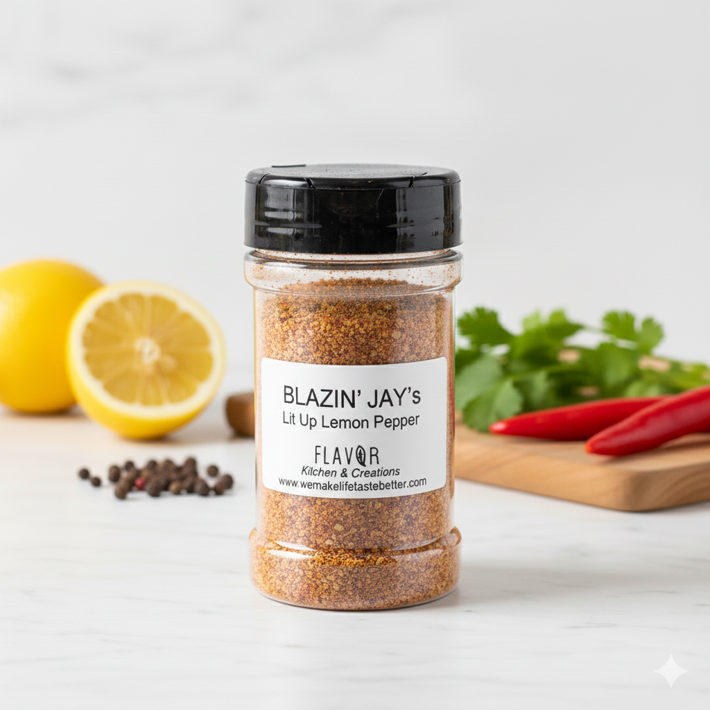 Blazin' Jay's Lit Up Lemon Pepper, 8.2 oz Shaker Bottle